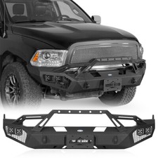 Off-road Front Bumper Wwinch Plate 4x Led Lights For 2009-2012 Dodge Ram 1500