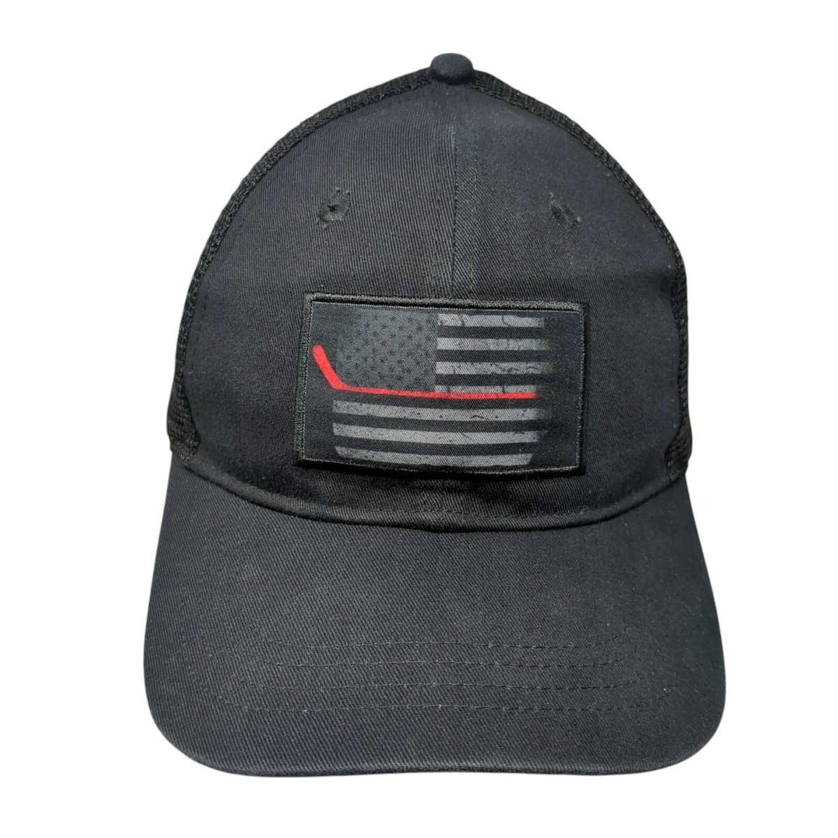 USA Flag Snapback Trucker Hat Black One Size Adjustable Mesh 
