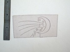 vtg 1960s 70s Tattoo Flash acetate stencil Moon and Shooting Star signed SKY4