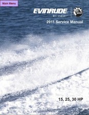 2011 Evinrude E-tec 15 25 30 HP Outboard Motor Service Repair Manual CD