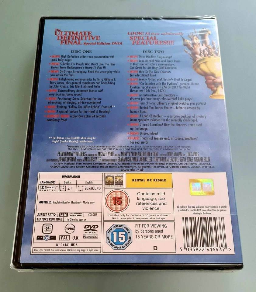 MONTY PYTHON AND THE HOLY GRAIL • 2-DISC SPECIAL EDITION DVD (R2) • NEW + SEALED - Image 2 of 2