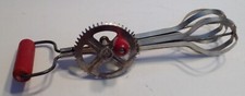 Ekco Eggbeater Vintage Mixer Made in USA Kitchen Red Wood Handle 1940s-50s