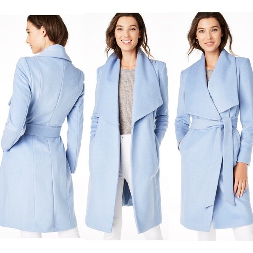 oversized collar belted wrap coat Sz 