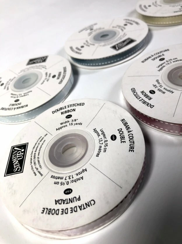 Stampin' Up Double Stitched Ribbon Red, Soft Sky Blue, Tan 1/4" 90 Yards Lot 6 - Image 4 of 4