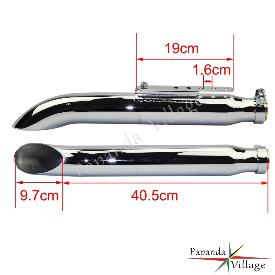 2x Tubo silenciador de escape cromado para Harley Suzuki VL 125 1500 Intruder Foto 4 de 4