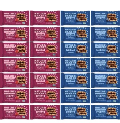 Natures Bakery Whole Wheat Fig Bars - 40 Bars (20 Blueberry,  20 Raspberry Each)