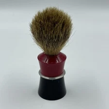 Ever Ready Shaving Brush 300PBT Badger Bristles Red Black Made In USA Vintage