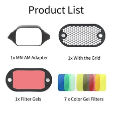 7PCS Selens Flash Color Balance Gel Filter Speedlite Honeycomb Grid Photography
