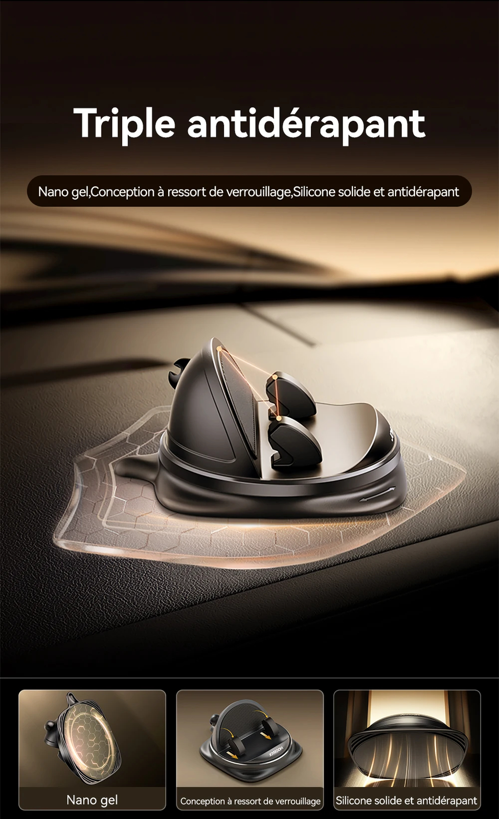 Support Voiture Tableau de Bord Anti Secousse Vue Verticale - 3