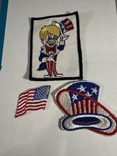 United States USA PATCHES (3) Patriotic Uncle Sam Flag Hat Independence Day