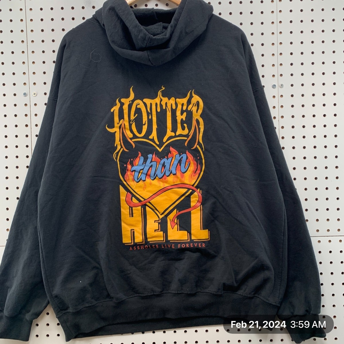 A HOLES Lives Forever Hoodie Mens XL Black Sweatshirt Hotter Than