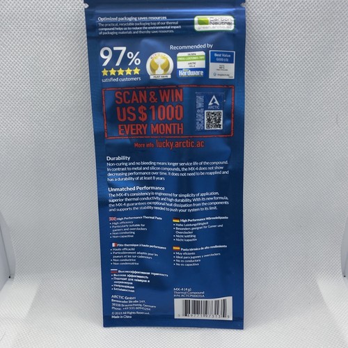 CPU ARCTIC MX-4 Grams Thermal Compound Paste Based High Performance computer new - Picture 2 of 7