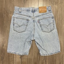 Vintage USA Levis Denim Shorts Adult W32 Blue Jorts 505 Red Tab USA Light Wash
