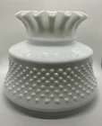 Large vintage white hobnail milk glass lamp shade 7” fitter, Heavy