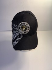 United States Marine Black Adjustable Strapback Hat Ball Cap Embroidered