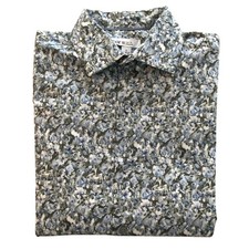 Bar III Dress Shirt Men's Small 14-14.5 Slim Fit Olive-Blue Floral Stretch NEW