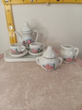Vintage Mini Ceramic Tea Set, 10 Pieces Pink Floral