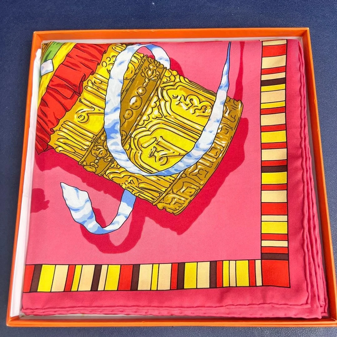 Hermes — HERMES Carre 90 Silk Scarf Pink Horse Figure Print 35in France SR1609