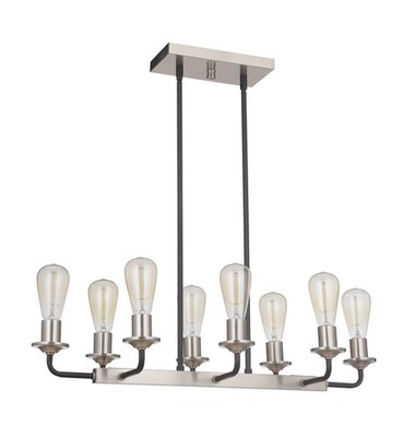 Flat Black Brushed Polished Nickel Eight Light Island Pendant from the Randolph