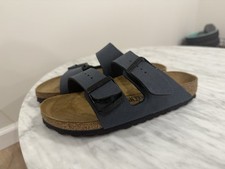 NEW Birkenstock Arizona Nubuck Soft Footbed Navy Slide Sandal EU 37/US 6