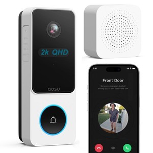 AOSU Smart Wireless Video Doorbell with Camera Security, Compatible with Alexa