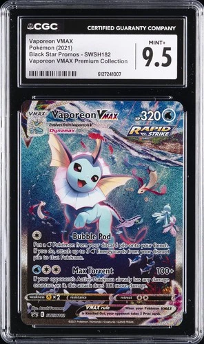 2021 POKEMON BLACK STAR PROMO ALTERNATE ART #SWSH182 VAPOREON VMAX CGC 9.5