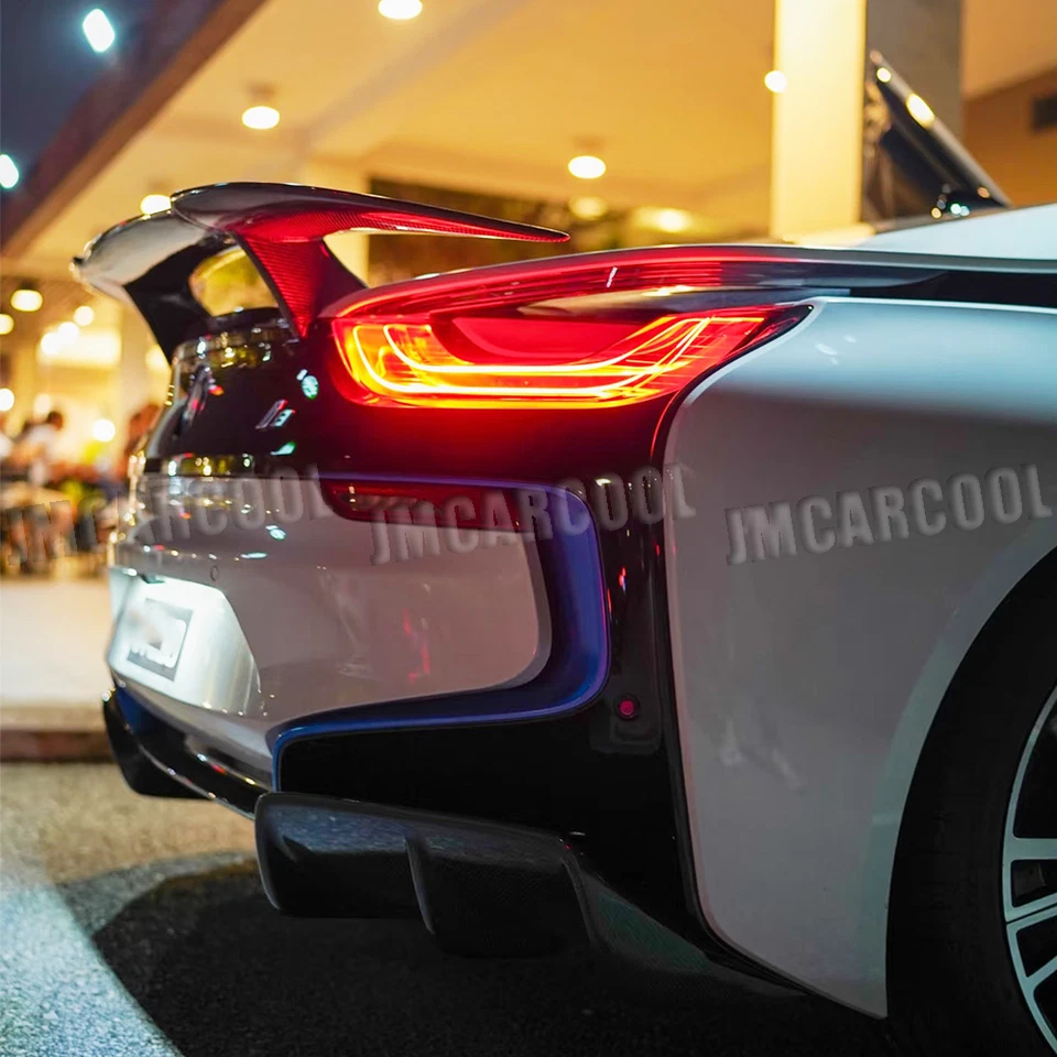 For BMW I8 Coupe 2014-20 Real Carbon Fiber Rear Trunk Spoiler Highkick Wing Lip - Image 3 of 4