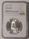 1954 Franklin Half Dollar NGC Graded MS64 FBL