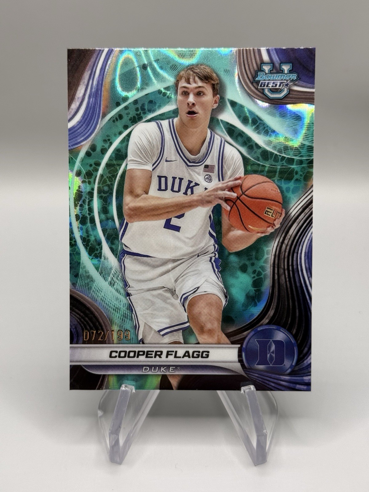 2024-25 Bowman University Best - Cooper Flagg #16 Aqua Lava Refractor /199 (RC)