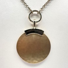 Vintage 90s Gold Tone Round Disc Pendant Necklace Statement Jewelry 34in