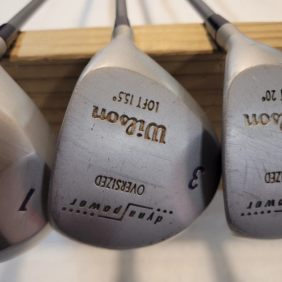 Juego de madera metálica Wilson Dyna Power, 1, 3, 5, 7, ejes de grafito, buenos agarres, diestro Foto 3 de 4