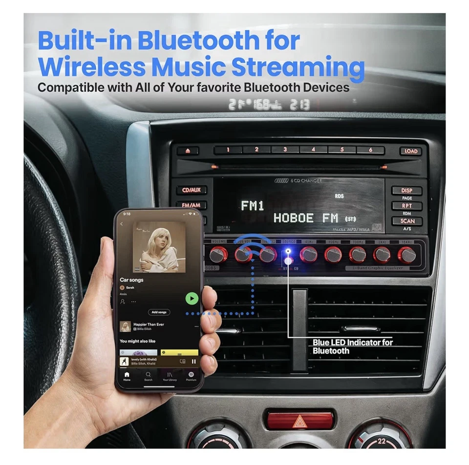 Pyle 5-Band Car 550BS Audio Equalizer – Graphic EQ Bluetooth Wireless Streaming - Image 4 of 4