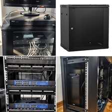 12U Server Rack Network Cabinet 19 inch 600x450mm Black Wall Mountable Lockable