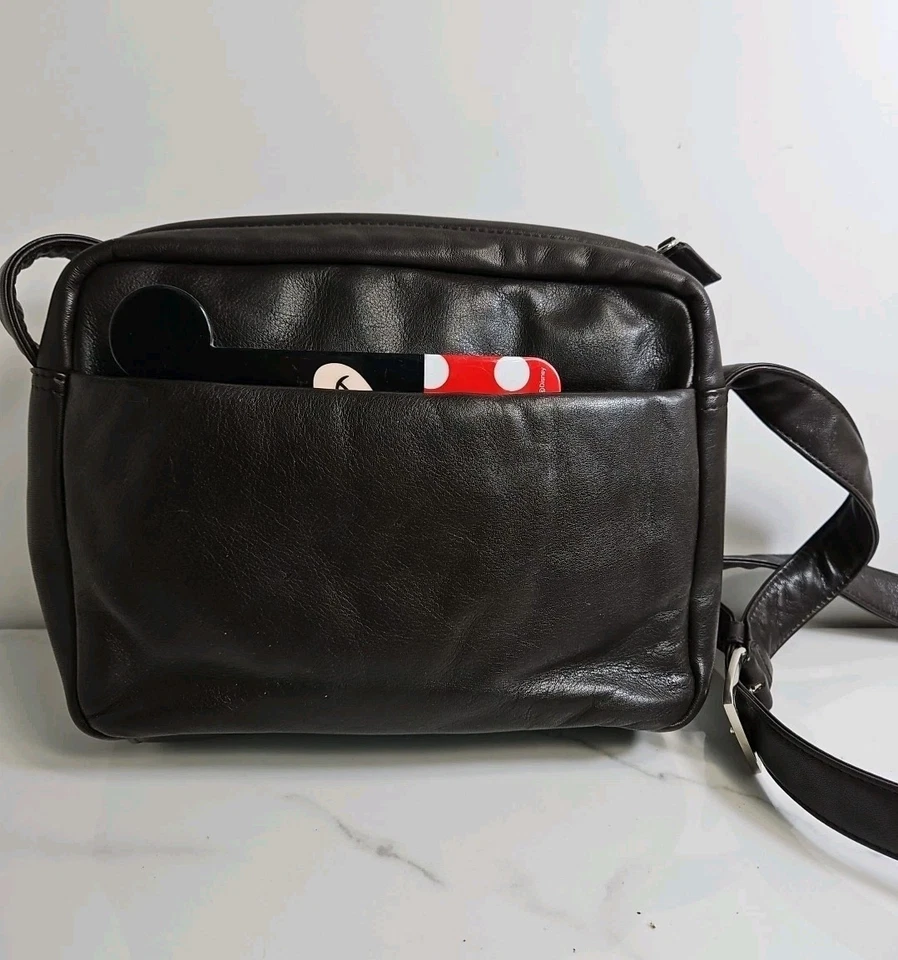 Tommy Hilfiger Dark ChocoBrown Leather Small Crossbody Purse 9x7x3" - Image 3 of 4