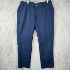 Under Armour Match Play Golf Pants Mens 36x30 Blue Stretch UA Logo Active Chino