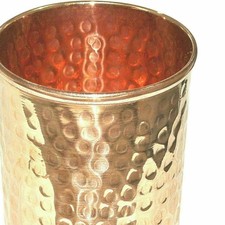 Handcrafted 100% Pure Copper Glass Drinkware Hammered Finish 8 Ounce Ayurveda