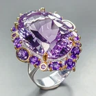 Handmade 38 ct Natural Amethyst Ring 925 Sterling Silver Size 8.5 /R465284