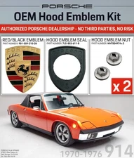 1970-1976 Porsche 914 Genuine OEM Hood Emblem Kit Red & Black Enamel on Gold