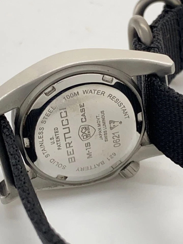 BERTUCCI M-1S FIELD Quartz Analog Watch Black Nylon Strap Excellent JAPAN - Image 3 of 4