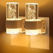 Night Lights Plug into Wall 2 Pack, 3000K Plug in Night Light Brightness Adju...