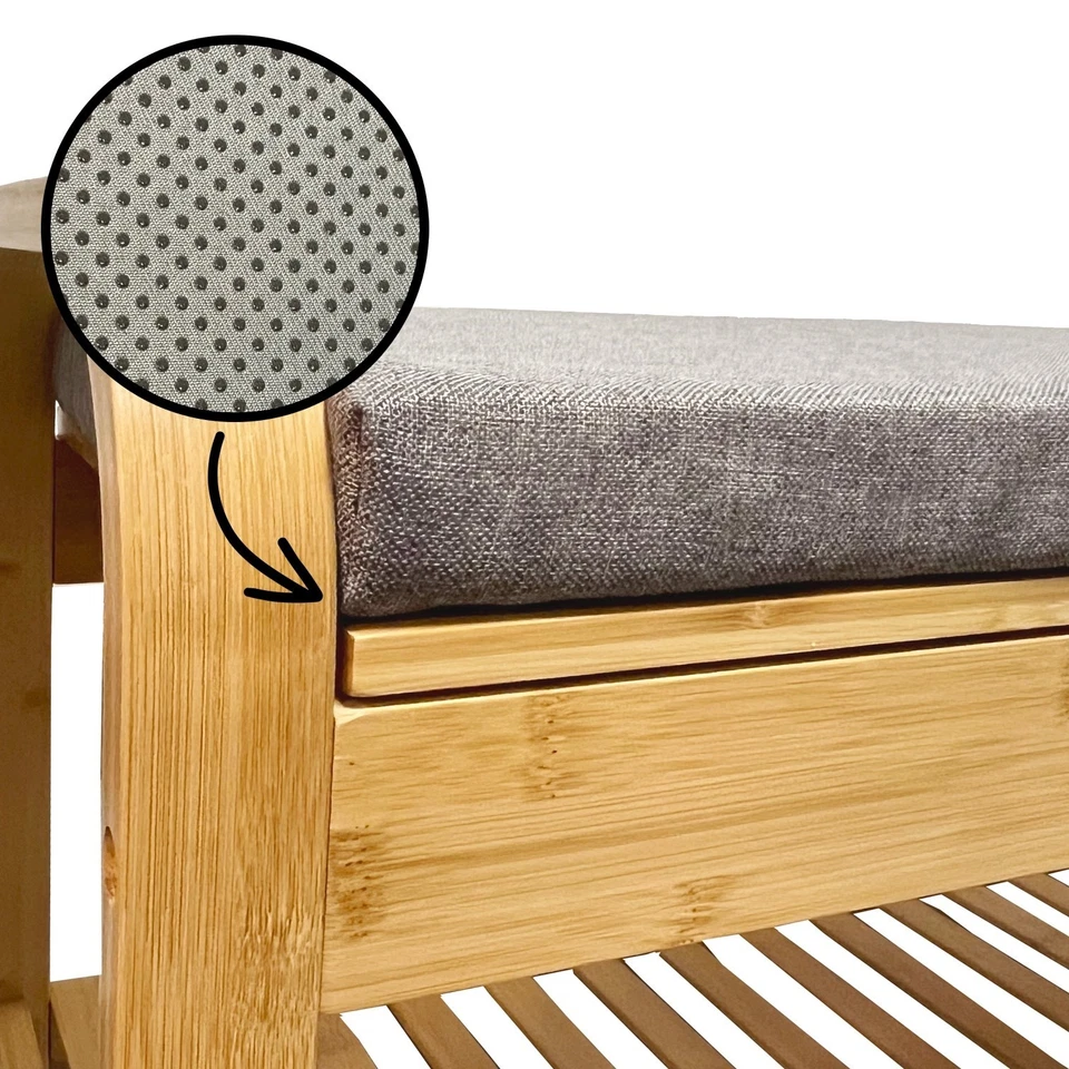 Scarpiera in bambù con panca e panca per scarpe a 1 livello con cuscino - Immagine 2 di 4