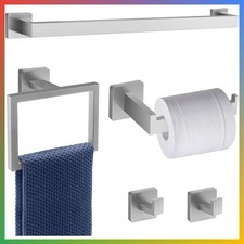 Brushed Nickel Towel Bar Set 5 Piece Bathroom Hardware Square 16 Inch