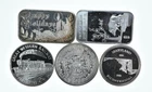 Lot 5 VINTAGE 1 Oz Silver Bars/Rounds Art Bars Collection Poured .999 *532