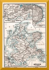R&uuml;gen +130 Jahre alte Landkarte+ Jasmund, Stubbenitz, Granitz, M&ouml;nchgut, Sellin