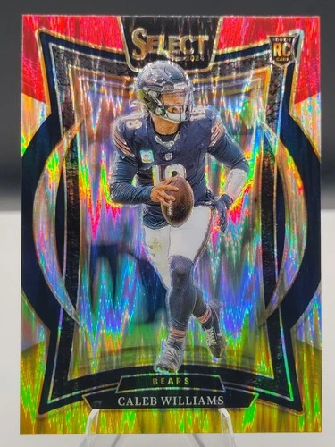 2024 Panini Select Caleb Williams #25 Red & Yellow Shock Prizm Rookie