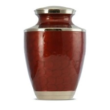 Large/Adult 220 Cubic Inch Red Plain Brass Funeral Cremation Urn for Ashes