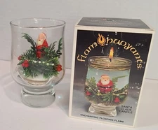 Vtg Floating Candle Xmas Santa Flam Buoyants Flame New In Box 