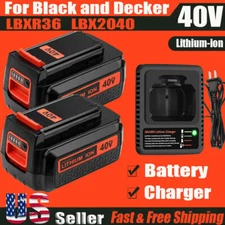 replace for Black and Decker40 Volt Max Lithium Battery / Charger LBXR36 LBX2040