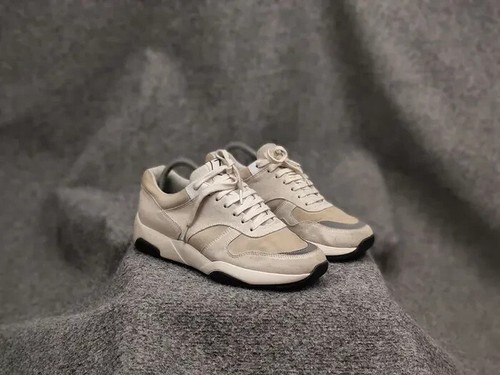 Z Zegna Design Suede Leather Beige low top Lace Up Sneakers