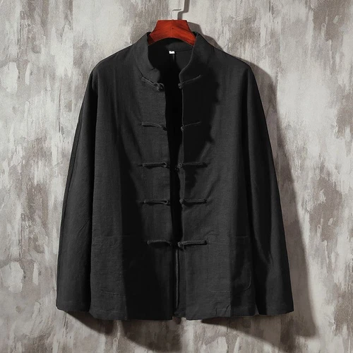 Chinese Tang Traditional Suit Men Retro Shirt Kung Fu Tai Chi Jacket Hanfu Top - Foto 22 di 31